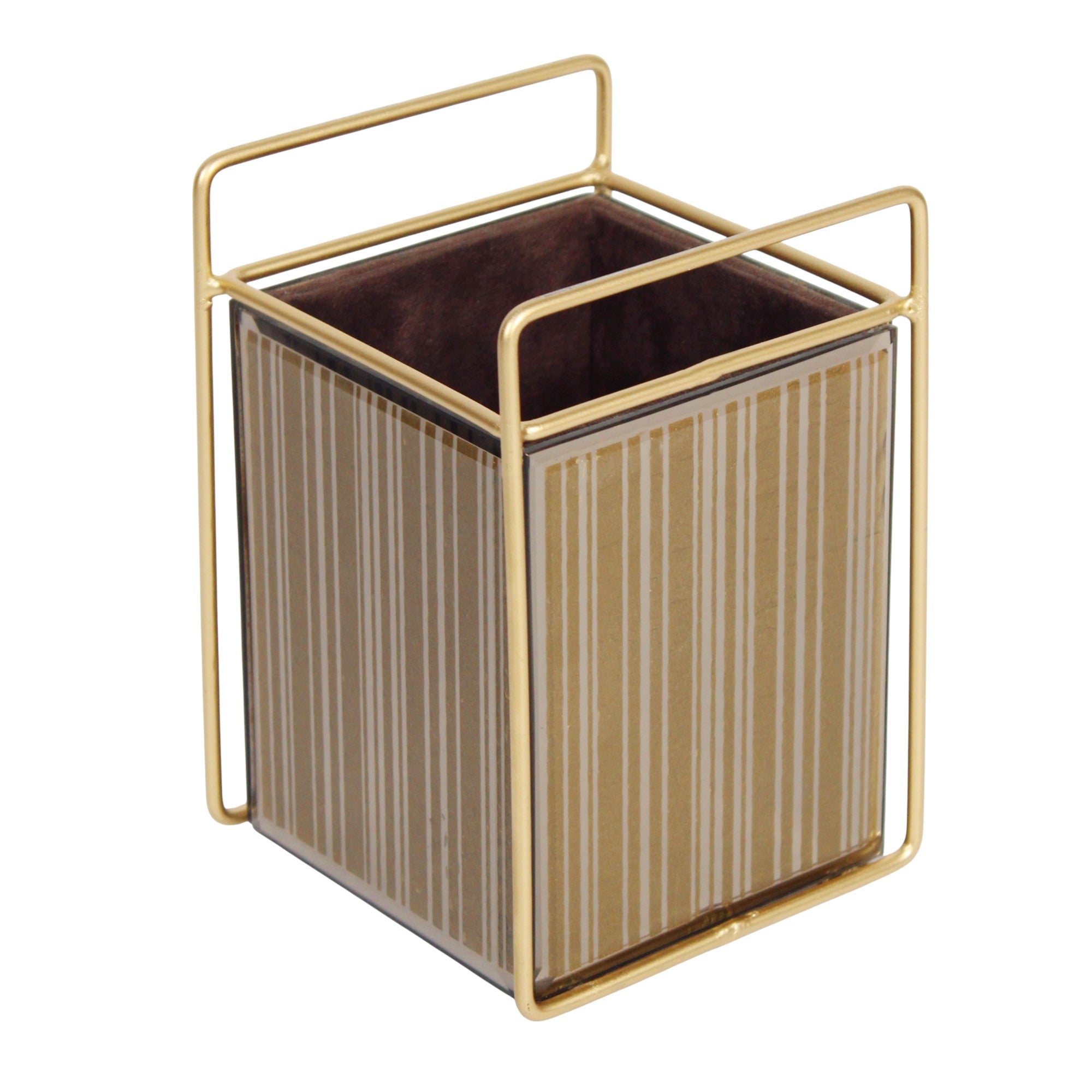 Luxury Brown Glass Stripe Design Cutlery Holder